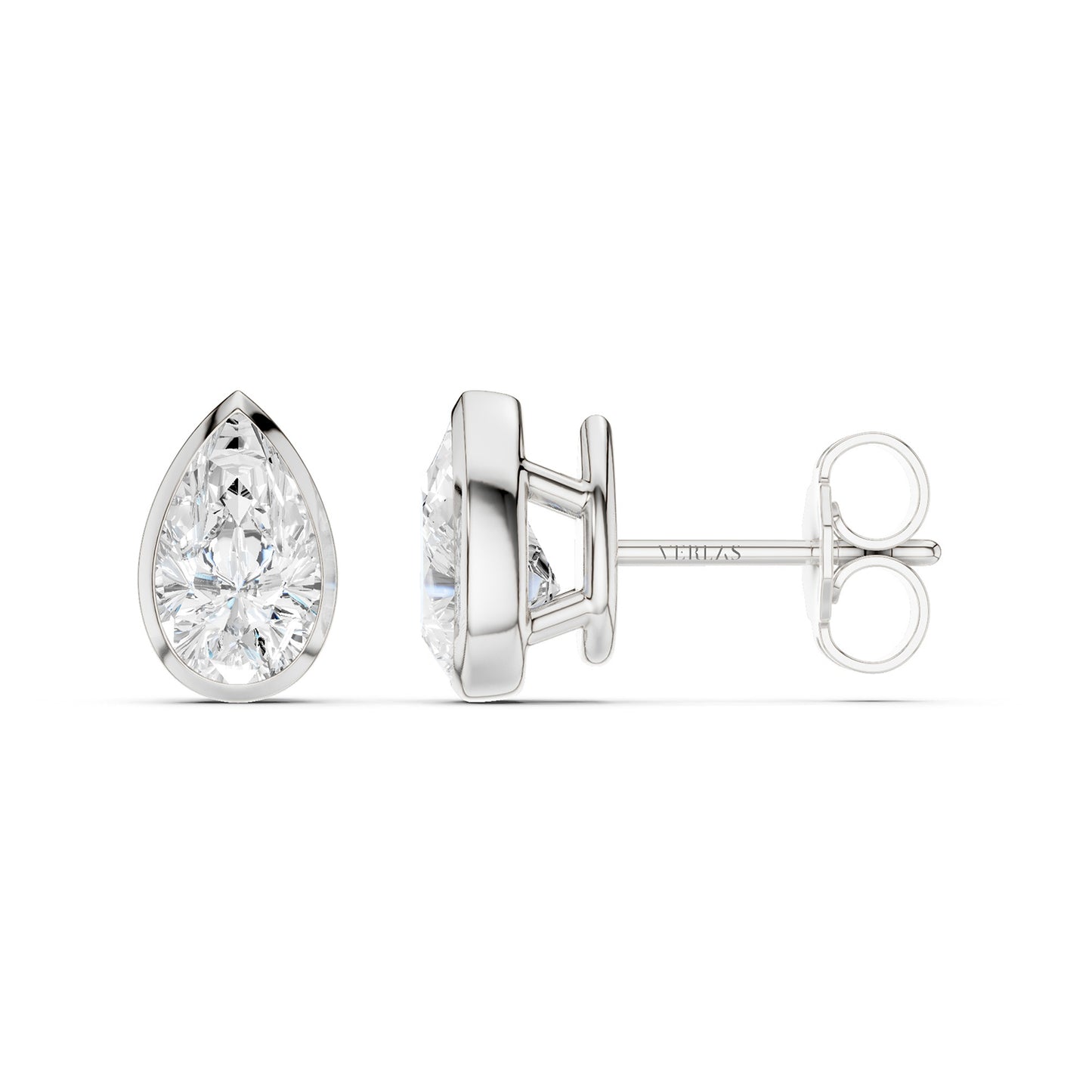 Bezel-Set Pear Studs