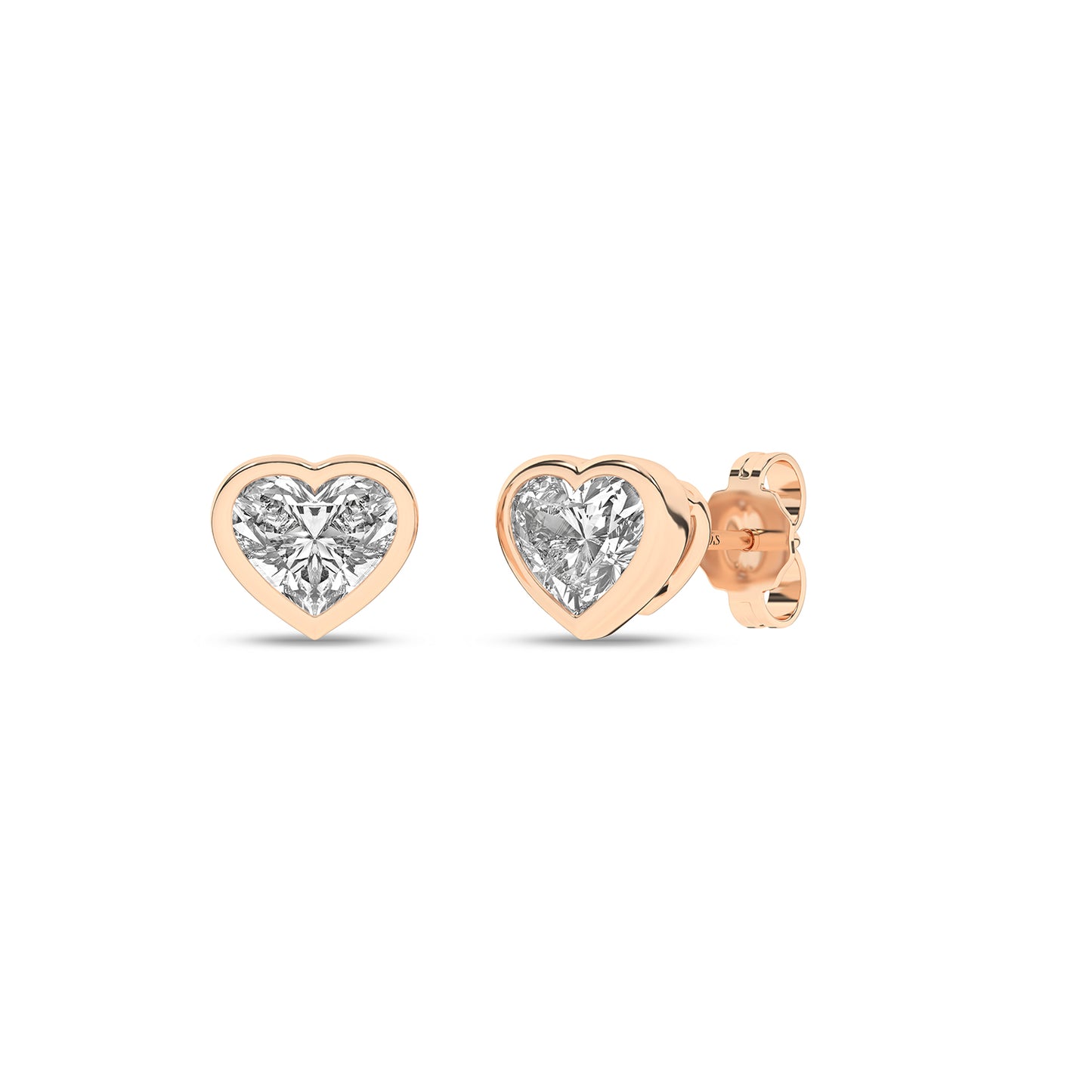 Bezel-Set Heart Studs