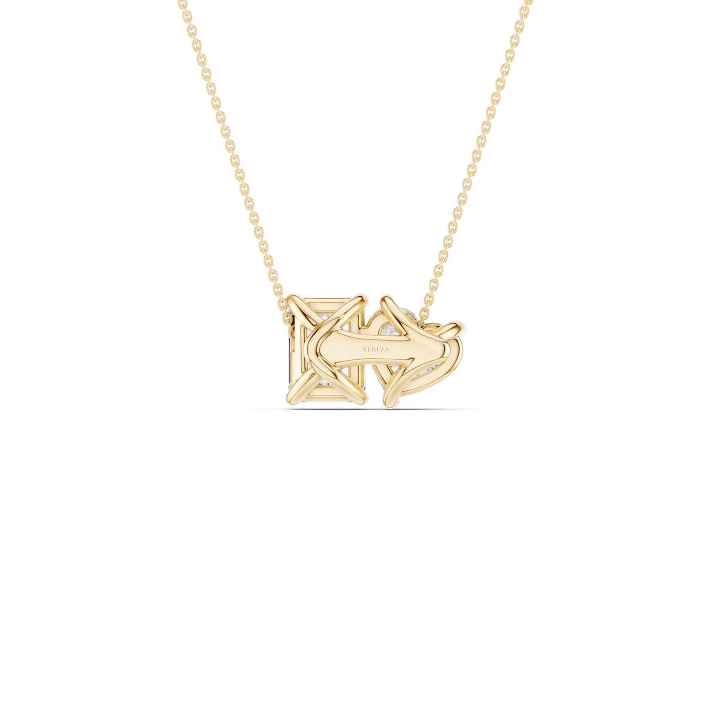 Heart Emerald Diamond Two-Stone Necklace