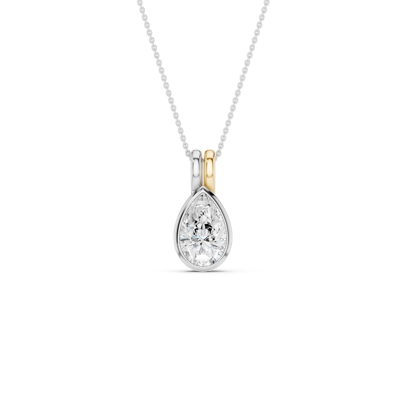 Coupled Pear Bezel Necklace