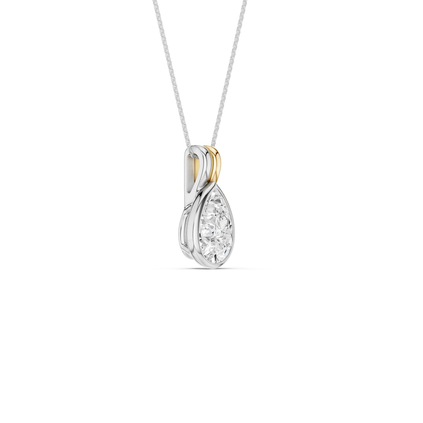 Coupled Pear Bezel Necklace