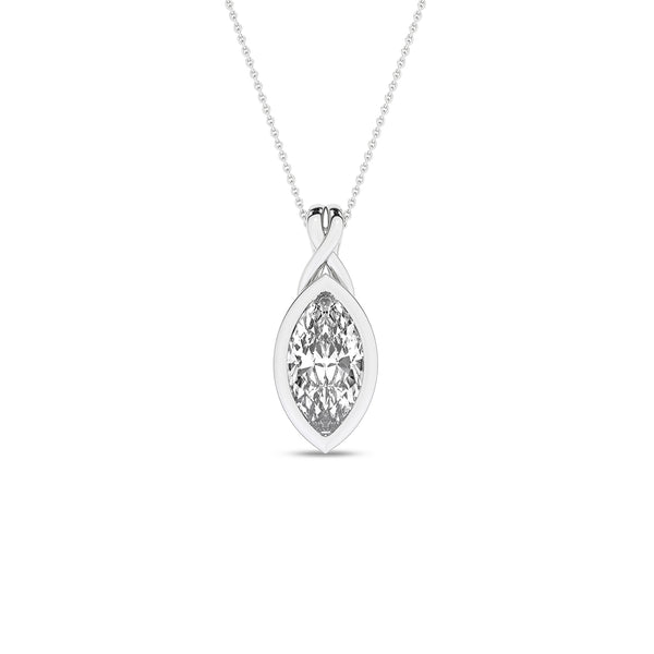 Twisted Marquise Bezel Pendant Necklace