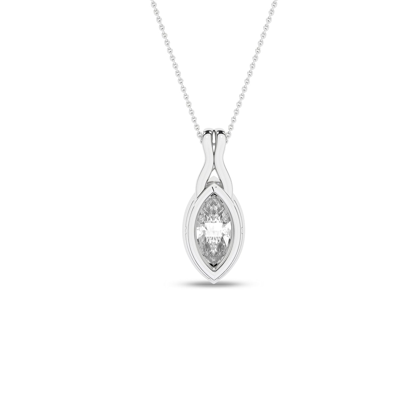 Twisted Marquise Bezel Pendant Necklace