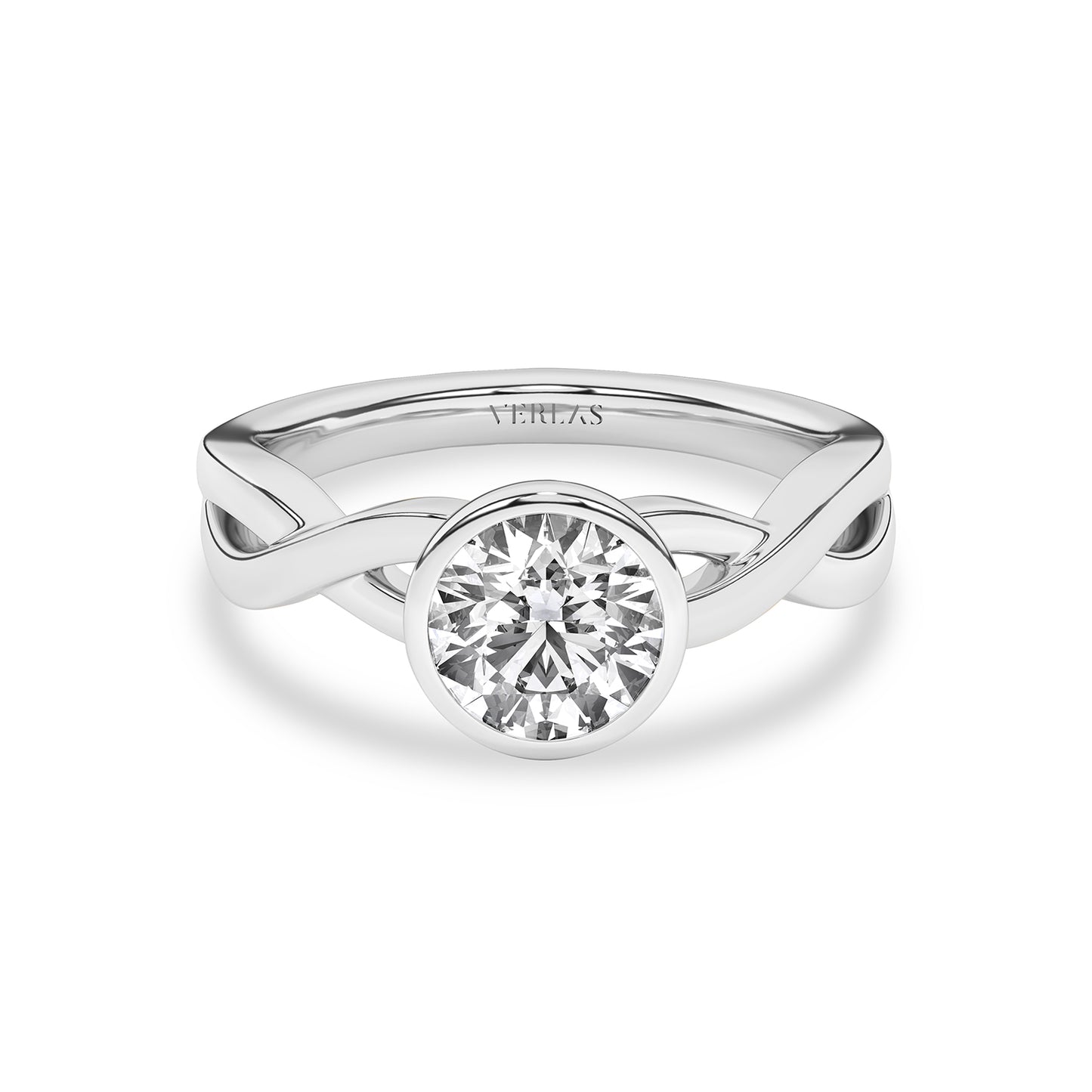 Twisted Bezel Round Diamond Ring