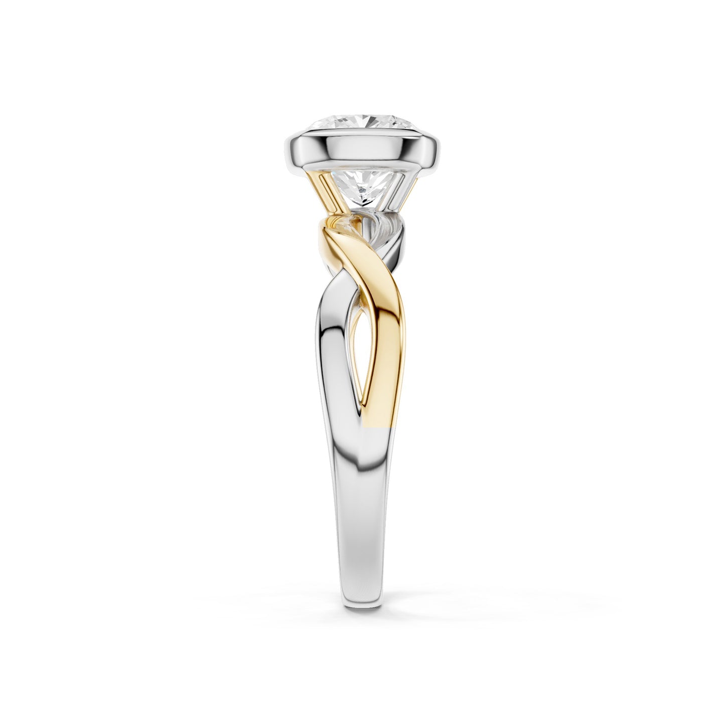 Twisted Bezel Cushion Diamond Ring