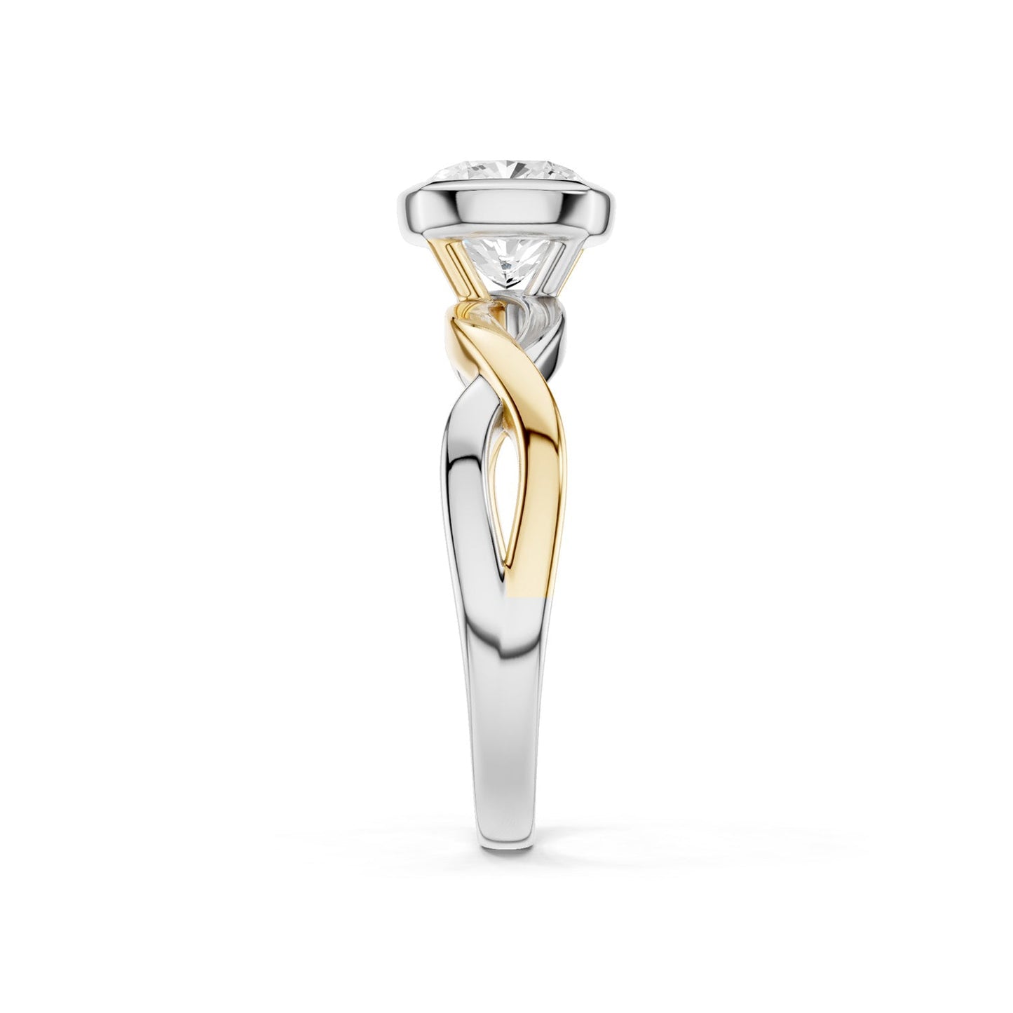 Twisted Bezel Cushion Diamond Ring
