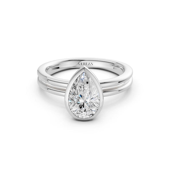 Coupled Pear Bezel Ring