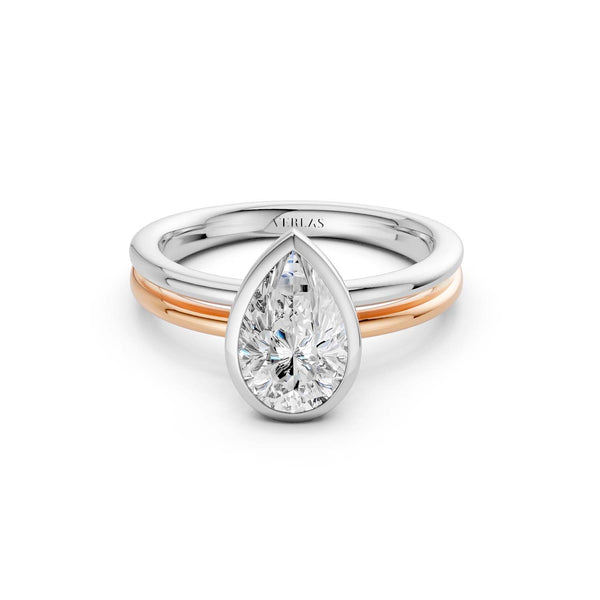 Coupled Pear Bezel Ring