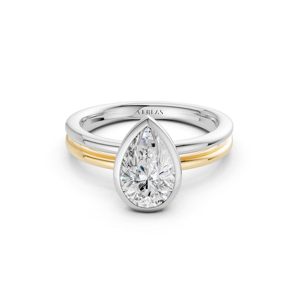 Coupled Pear Bezel Ring