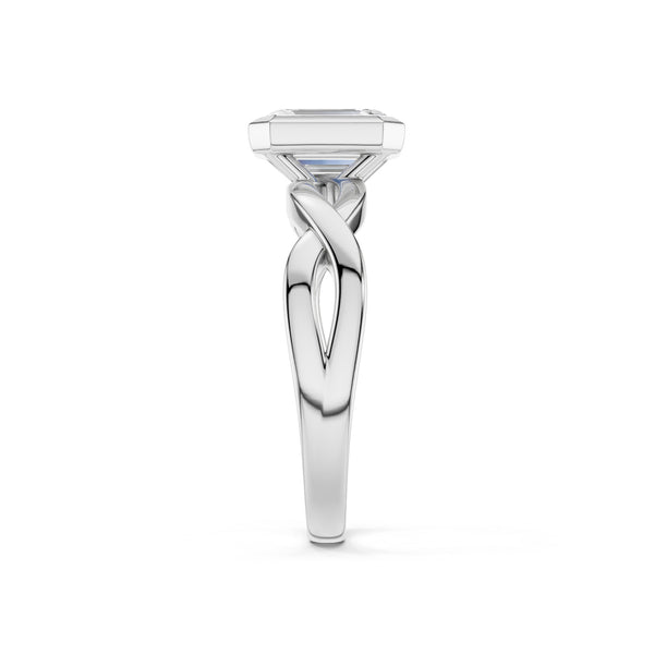 Twisted Bezel Emerald Diamond Ring