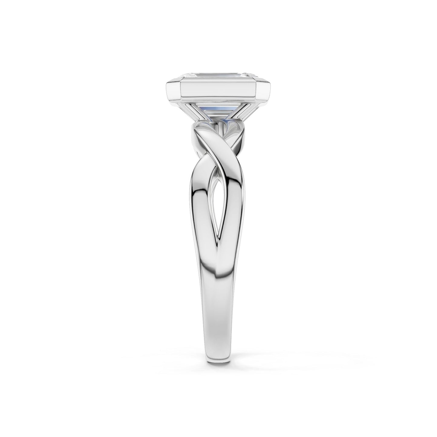 Twisted Bezel Emerald Diamond Ring