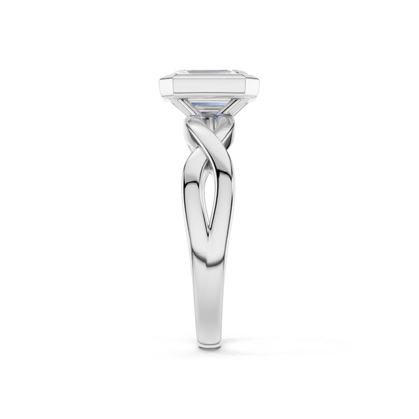 Twisted Bezel Emerald Diamond Ring