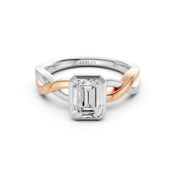Twisted Bezel Emerald Diamond Ring