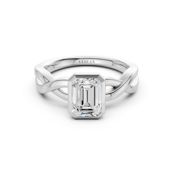 Twisted Bezel Emerald Diamond Ring