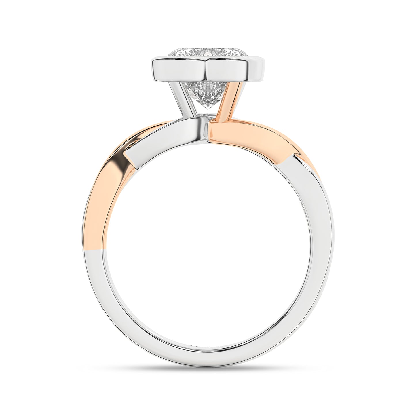 Twisted Bezel Heart Diamond Ring rose gold