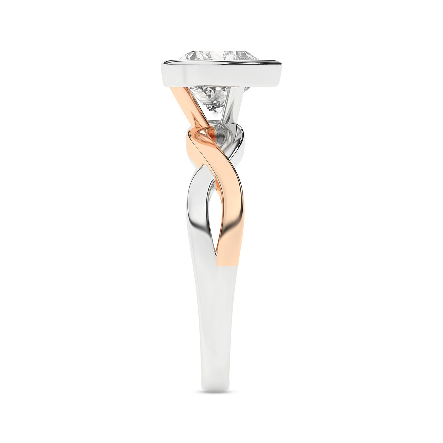 Twisted Bezel Heart Diamond Ring rose gold