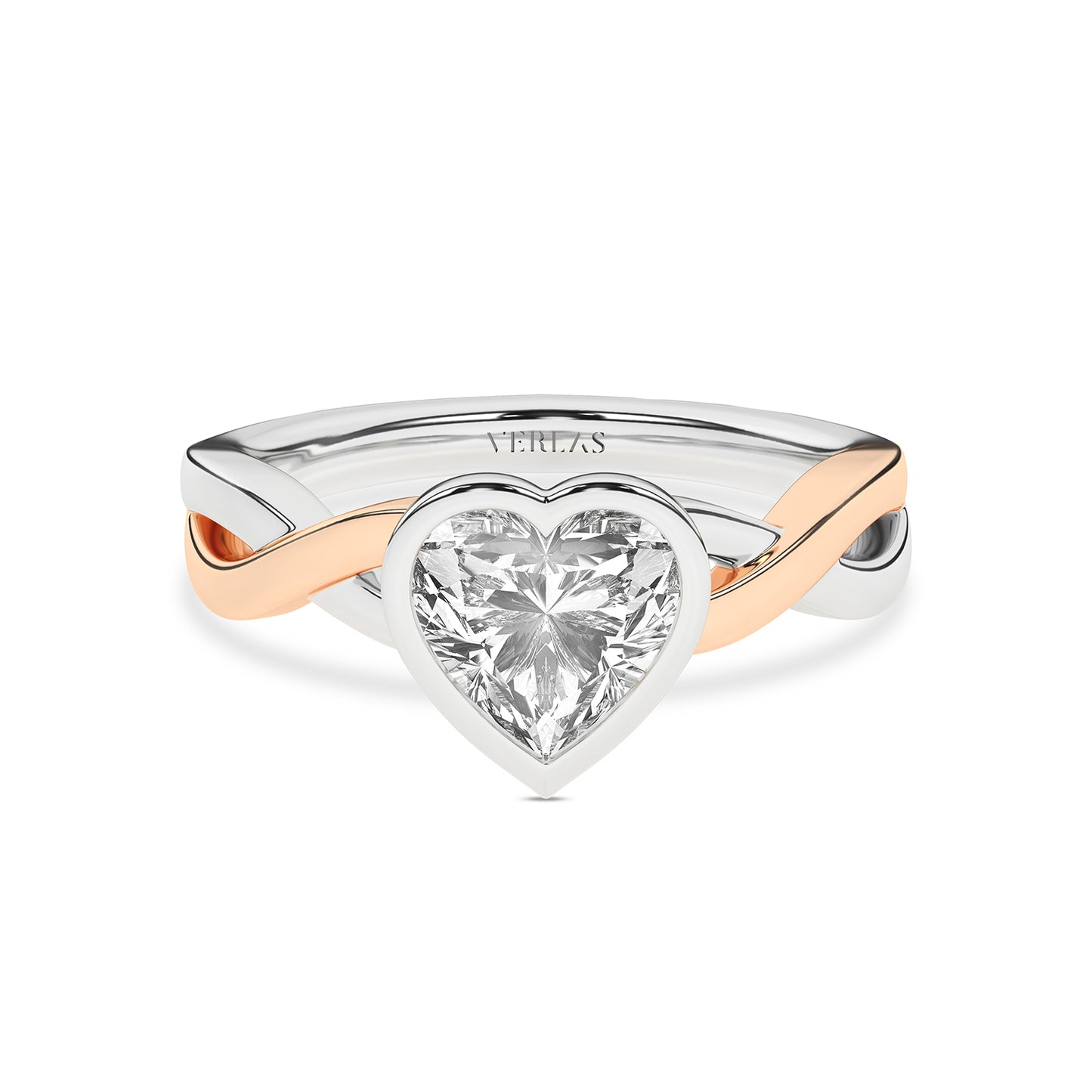 Twisted Bezel Heart Diamond Ring rose gold