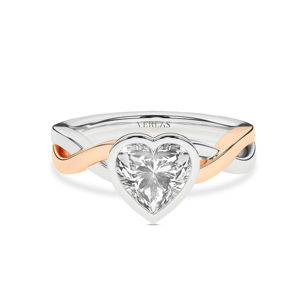 Twisted Bezel Heart Diamond Ring rose gold