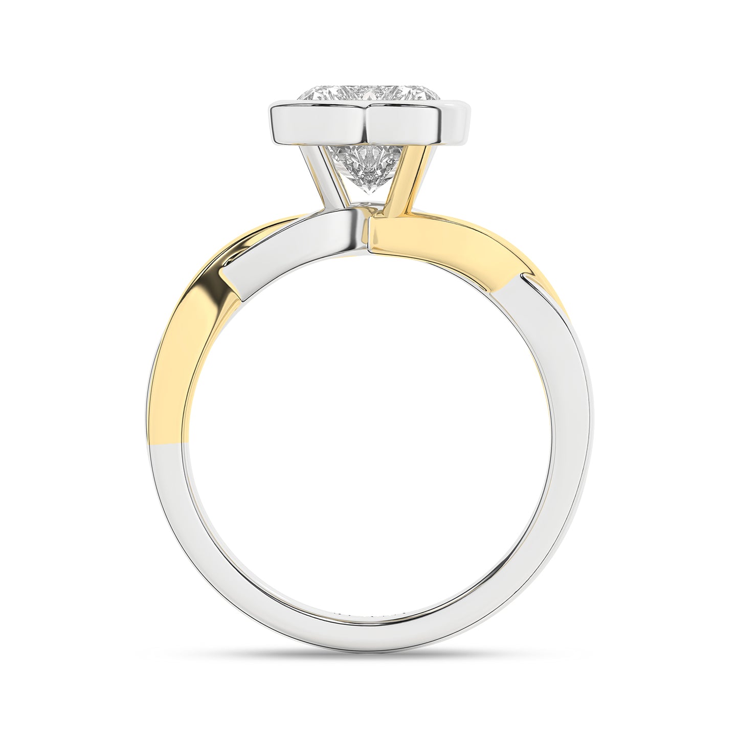 Twisted Bezel Heart Diamond Ring yellow gold