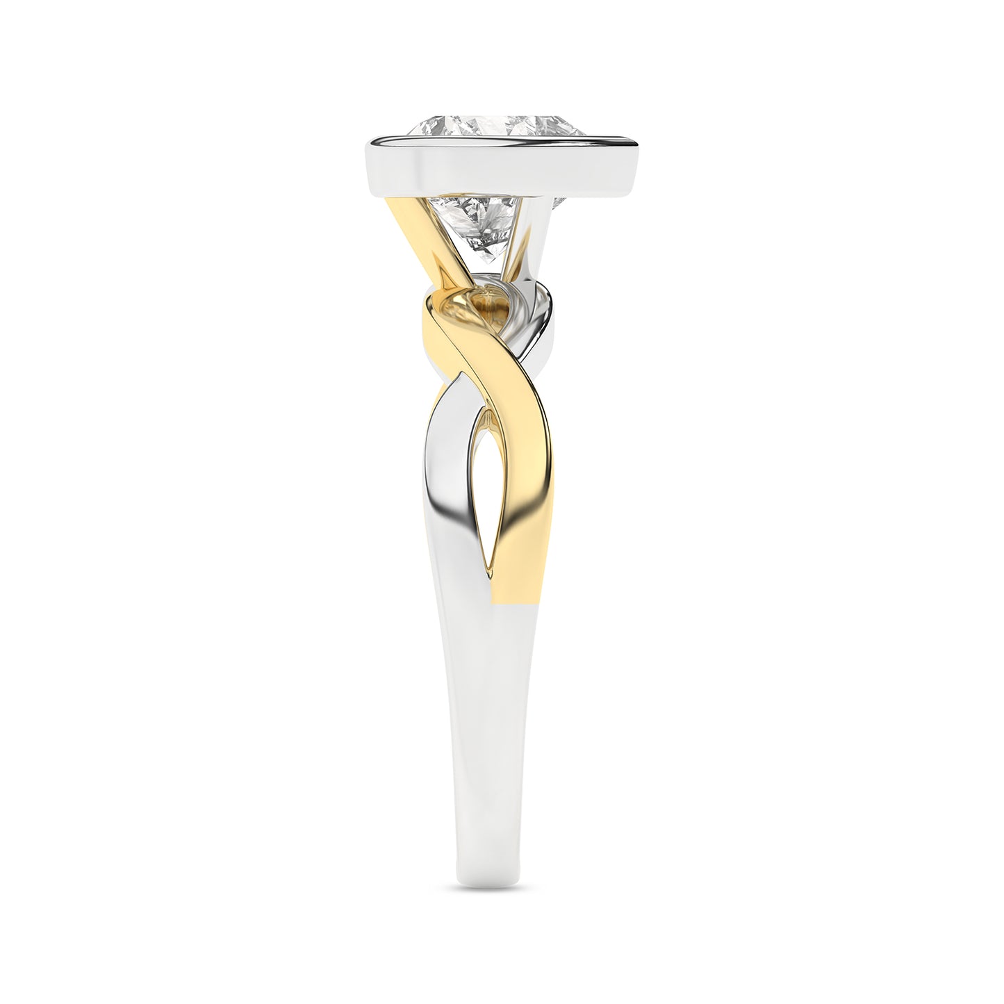 Twisted Bezel Heart Diamond Ring yellow gold