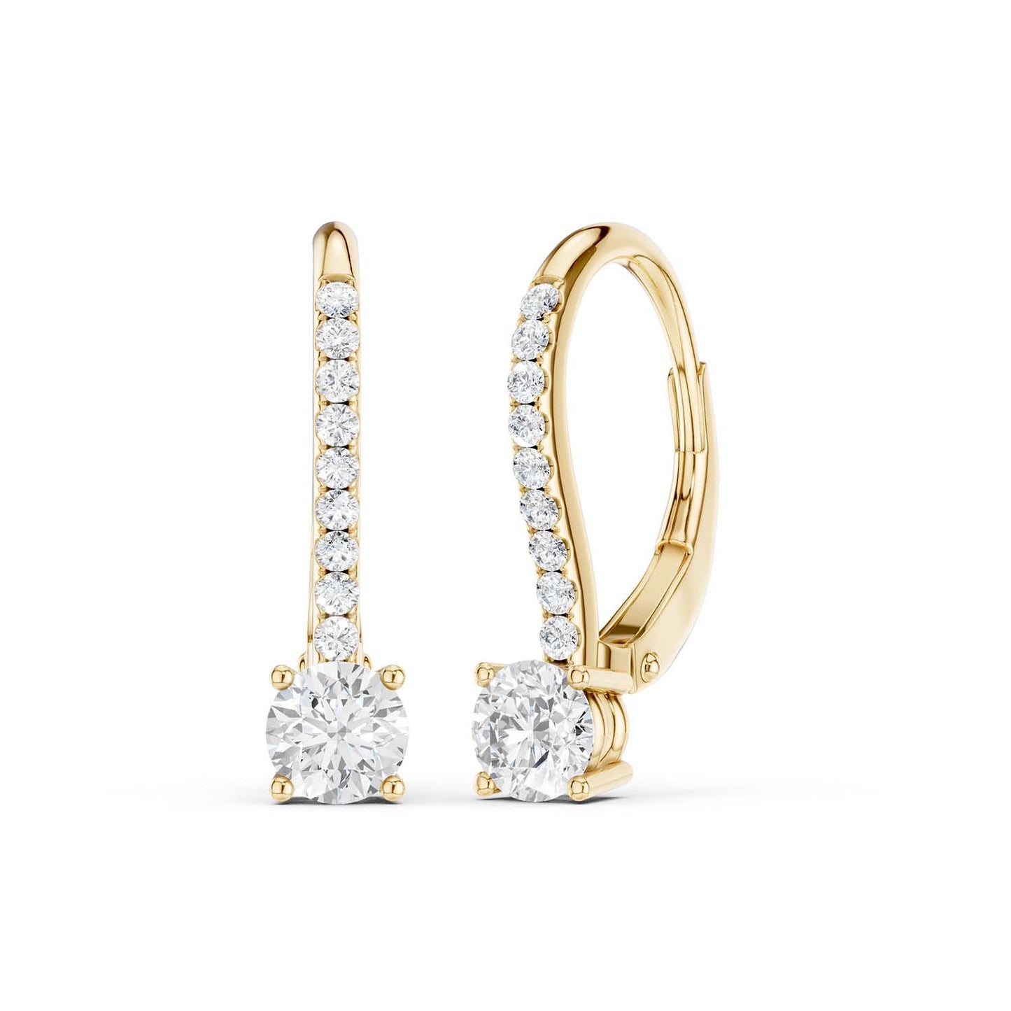 Round Solitaire Drop Earrings