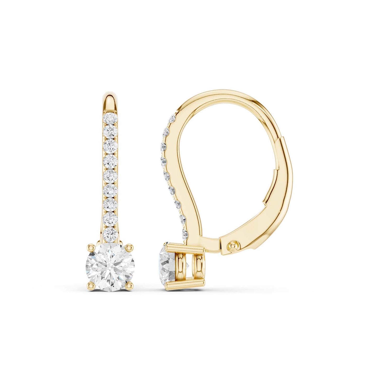 Round Solitaire Drop Earrings