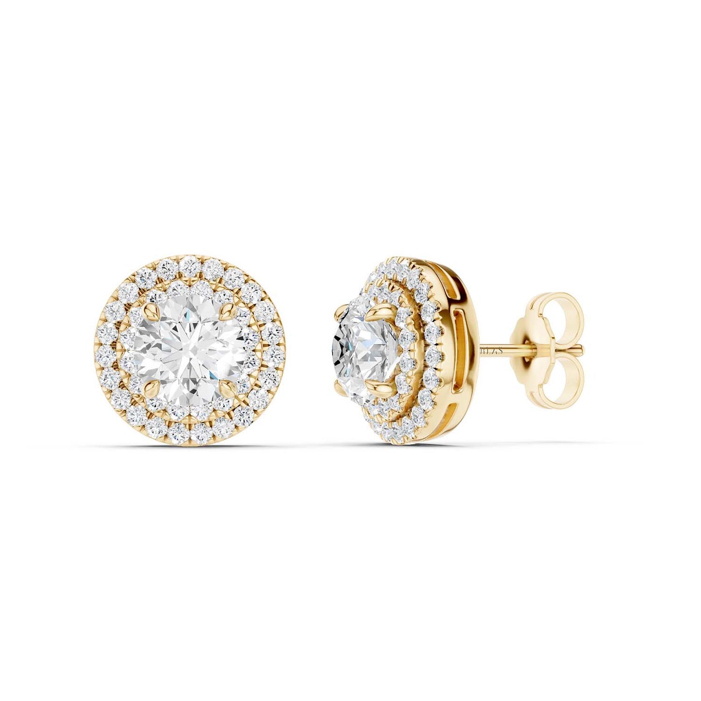 Quaint Double Halo Round Studs