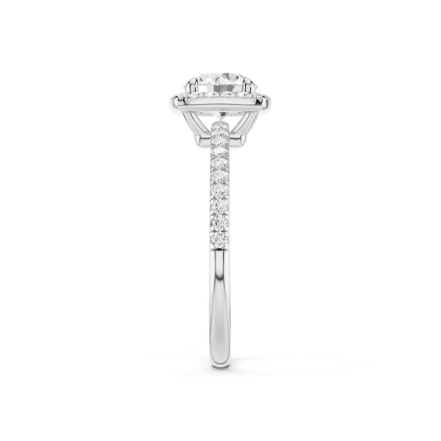Luxe Round Center Princess Halo Ring