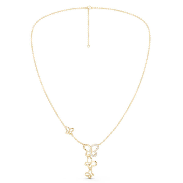 Triple Butterfly Drop Necklace