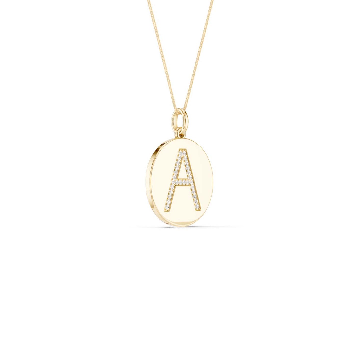 Diamond Initial Disc Necklace