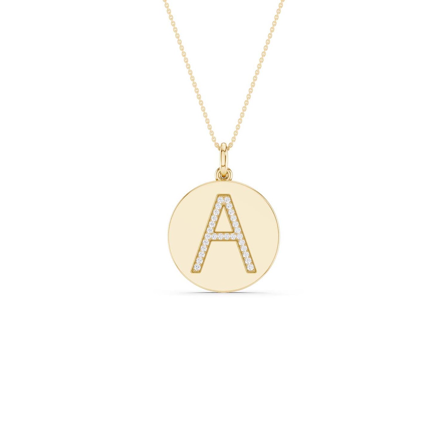 Diamond Initial Disc Necklace