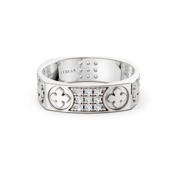 La Fleur 5mm 4-Diamond Rows Square Band