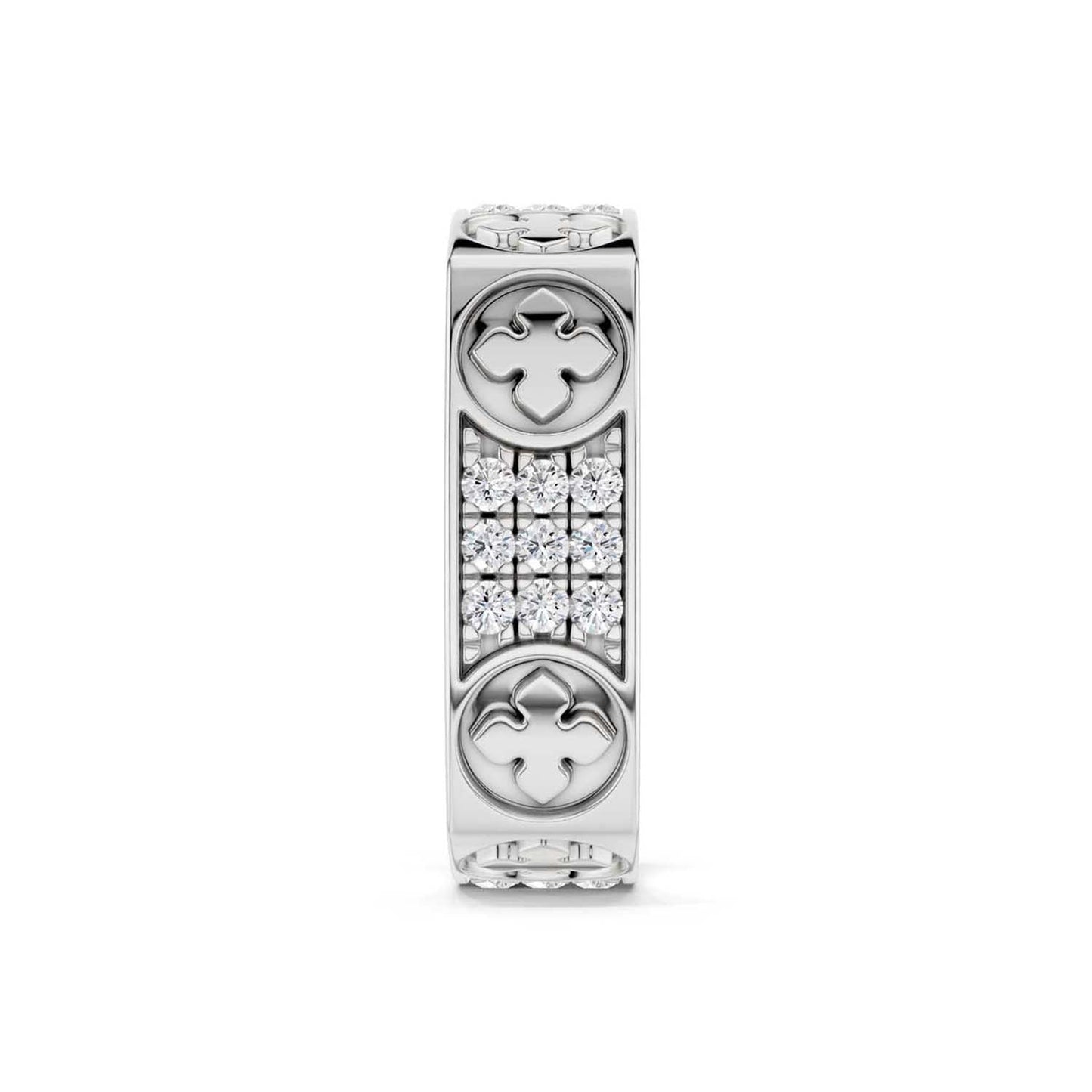La Fleur 5mm 4-Diamond Rows Square Band