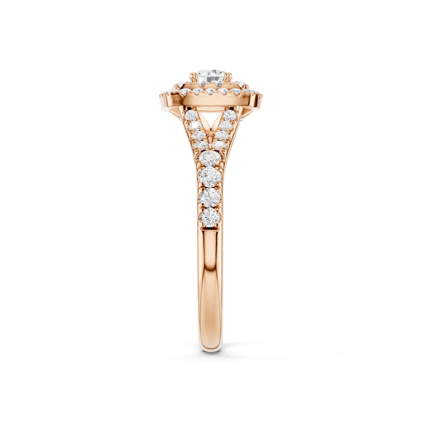 Round-Center Princess Double Halo Ring