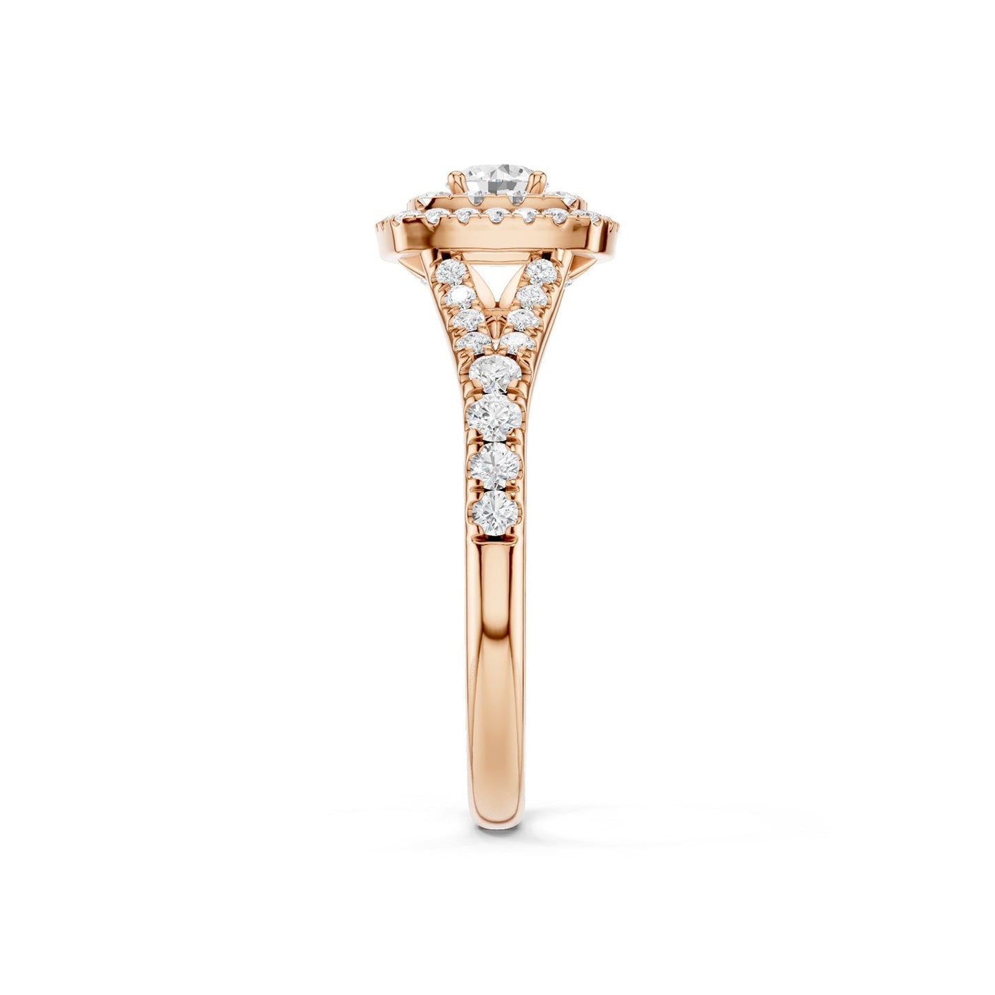 Round-Center Princess Double Halo Ring