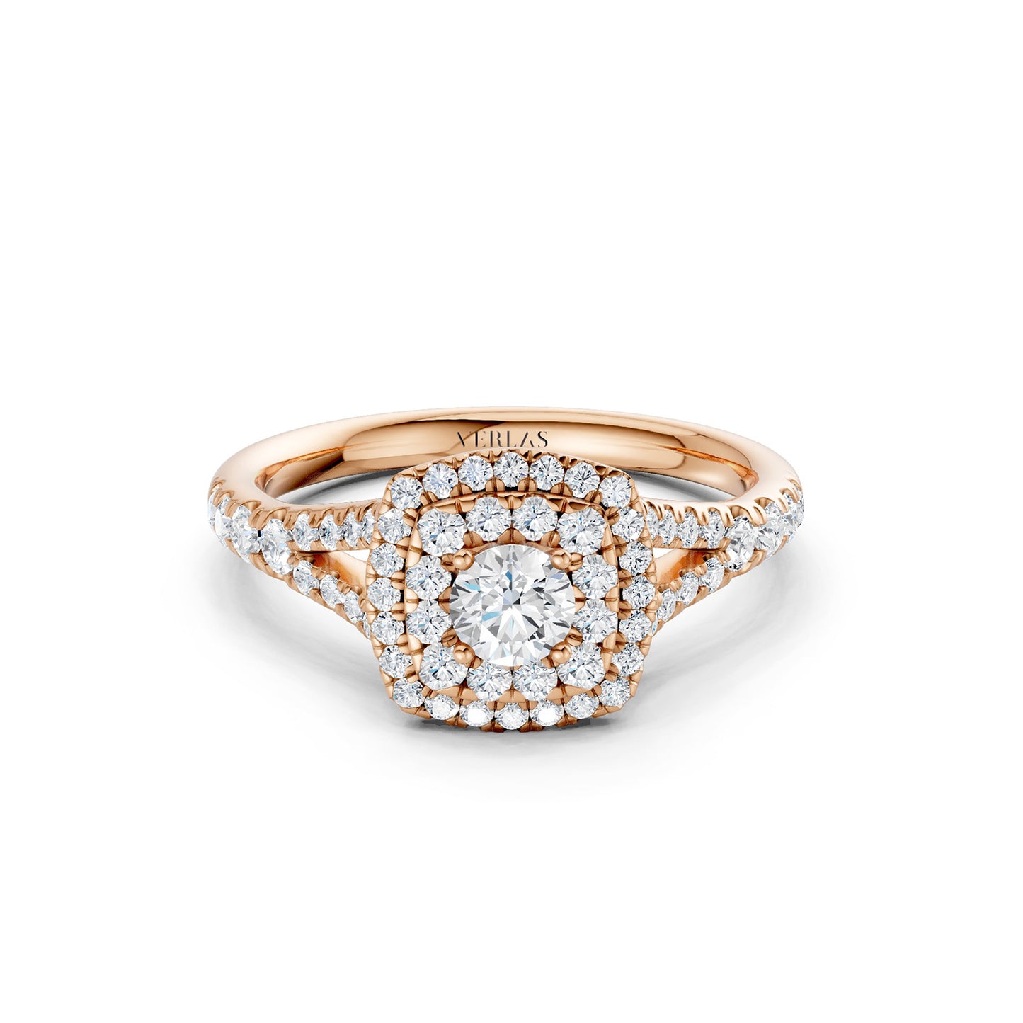Round-Center Princess Double Halo Ring
