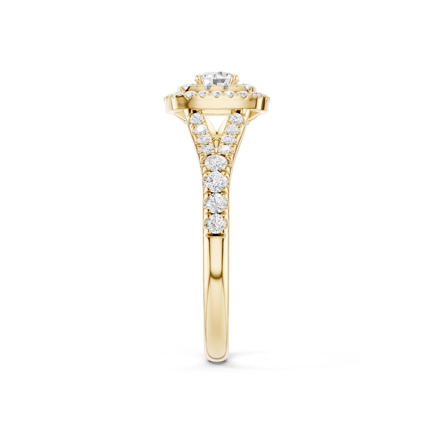 Round-Center Princess Double Halo Ring