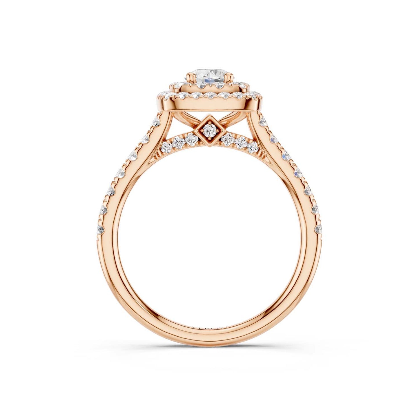 Quaint Signature Round Princess Double Halo Ring