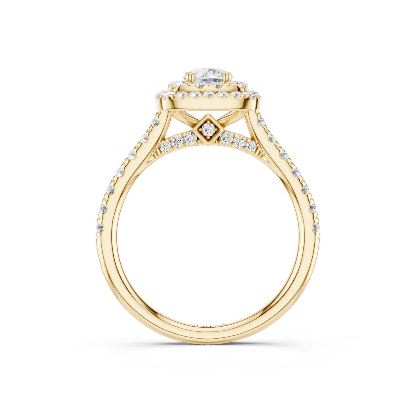 Quaint Signature Round Princess Double Halo Ring