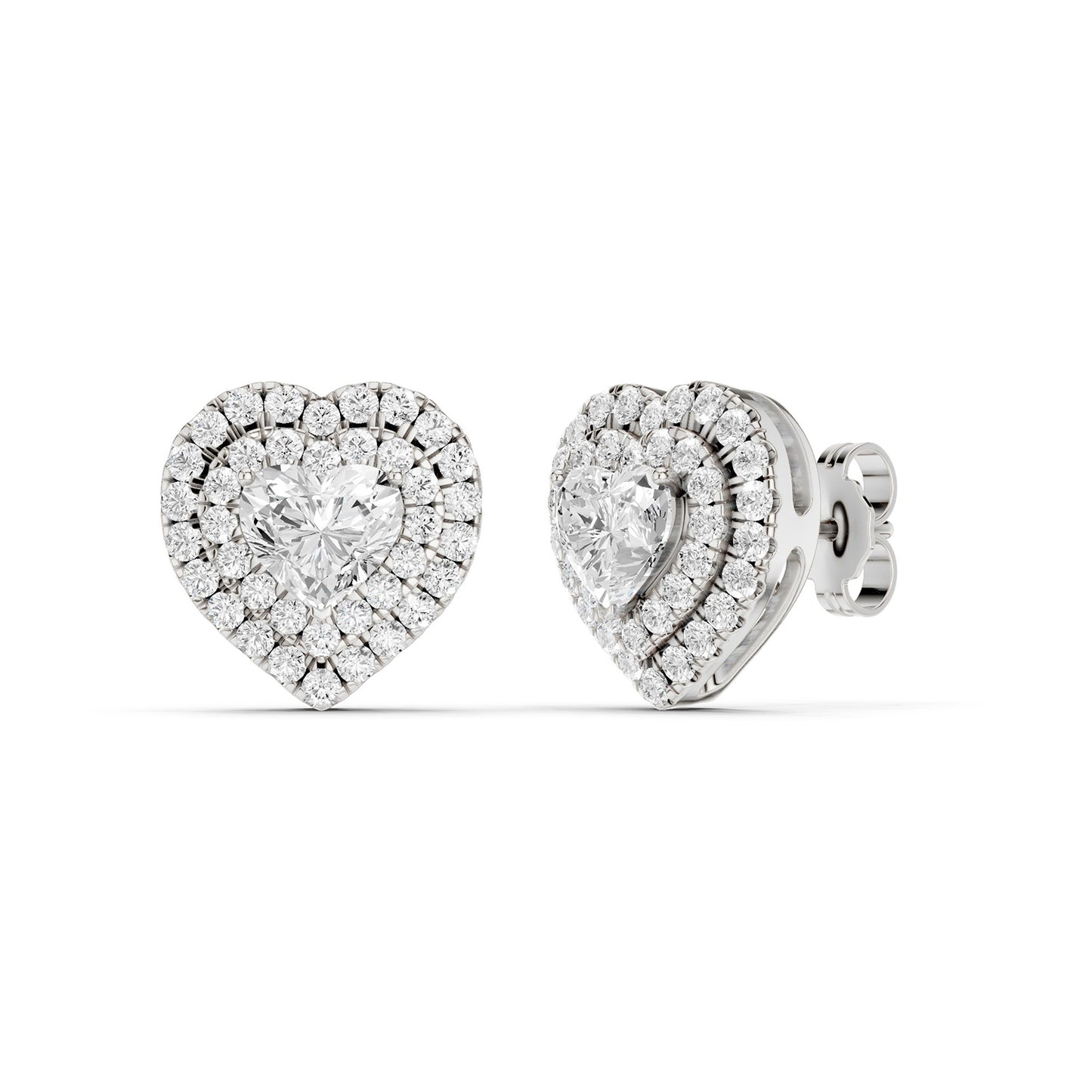 Quaint Double Halo Heart Studs