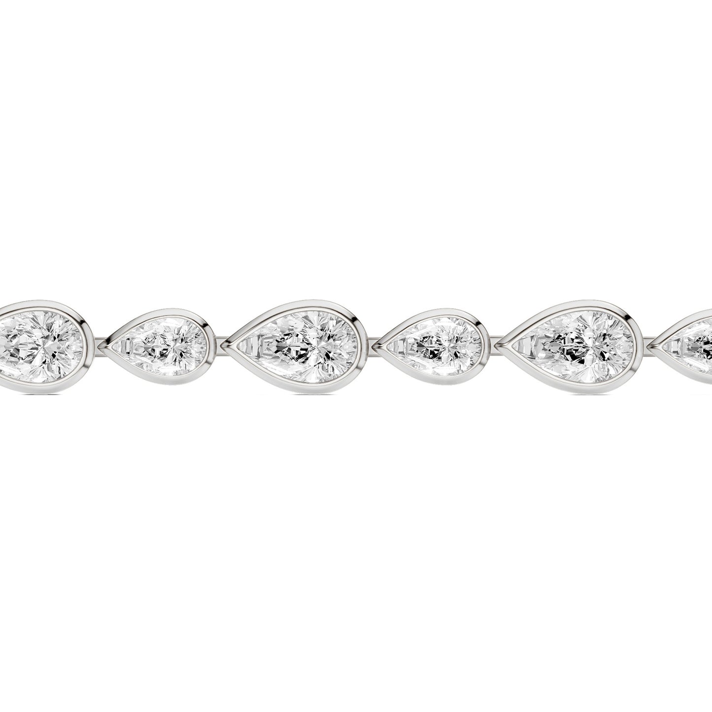 Asymmetrical Bezel-set Pear Tennis Bracelet