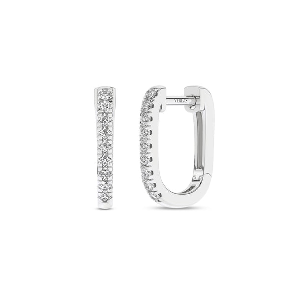U Shape Diamond Huggie Hoops