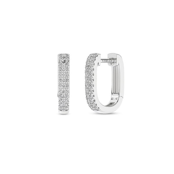 U Shape 2-Row Diamond Huggie Hoops