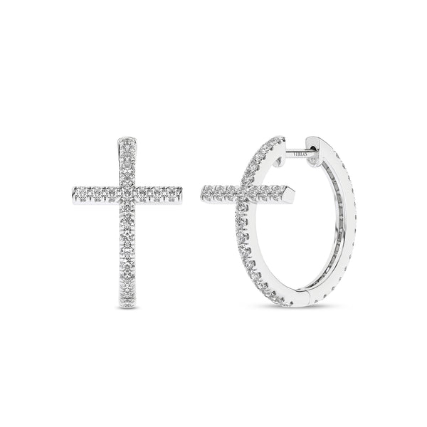 Cross Huggie Large Hoops