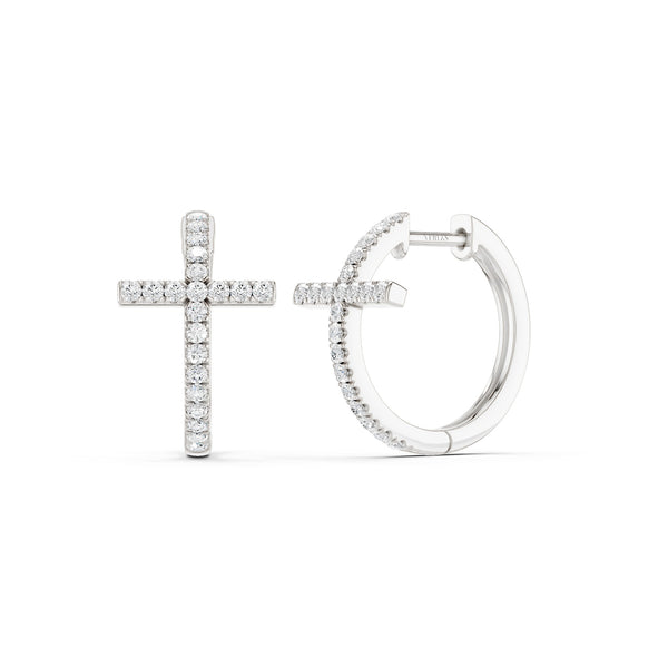 Cross Huggie Small Hoops