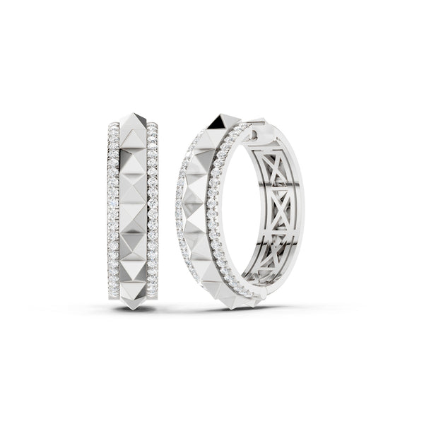 Pyramid Spiked Diamond Hoops