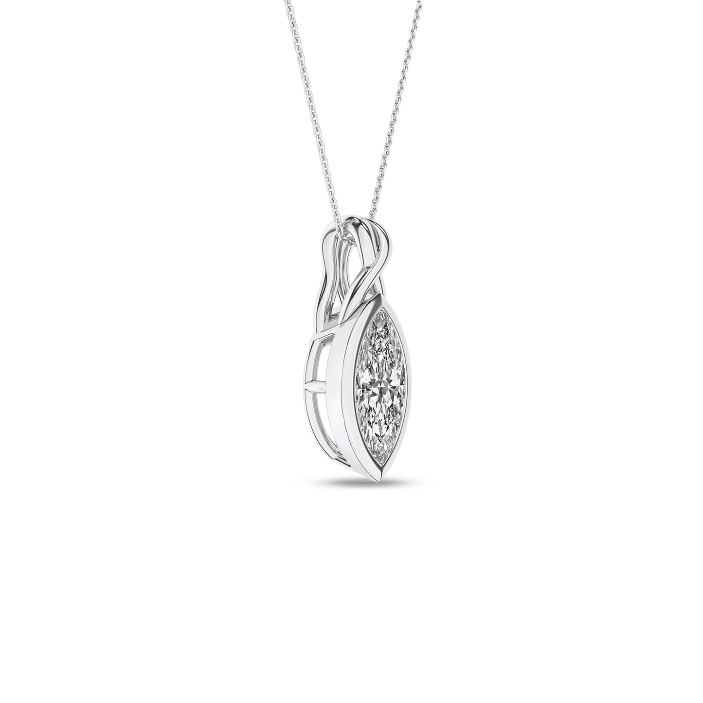 Twisted Marquise Bezel Pendant Necklace