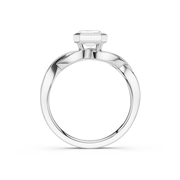 Twisted Bezel Emerald Diamond Ring
