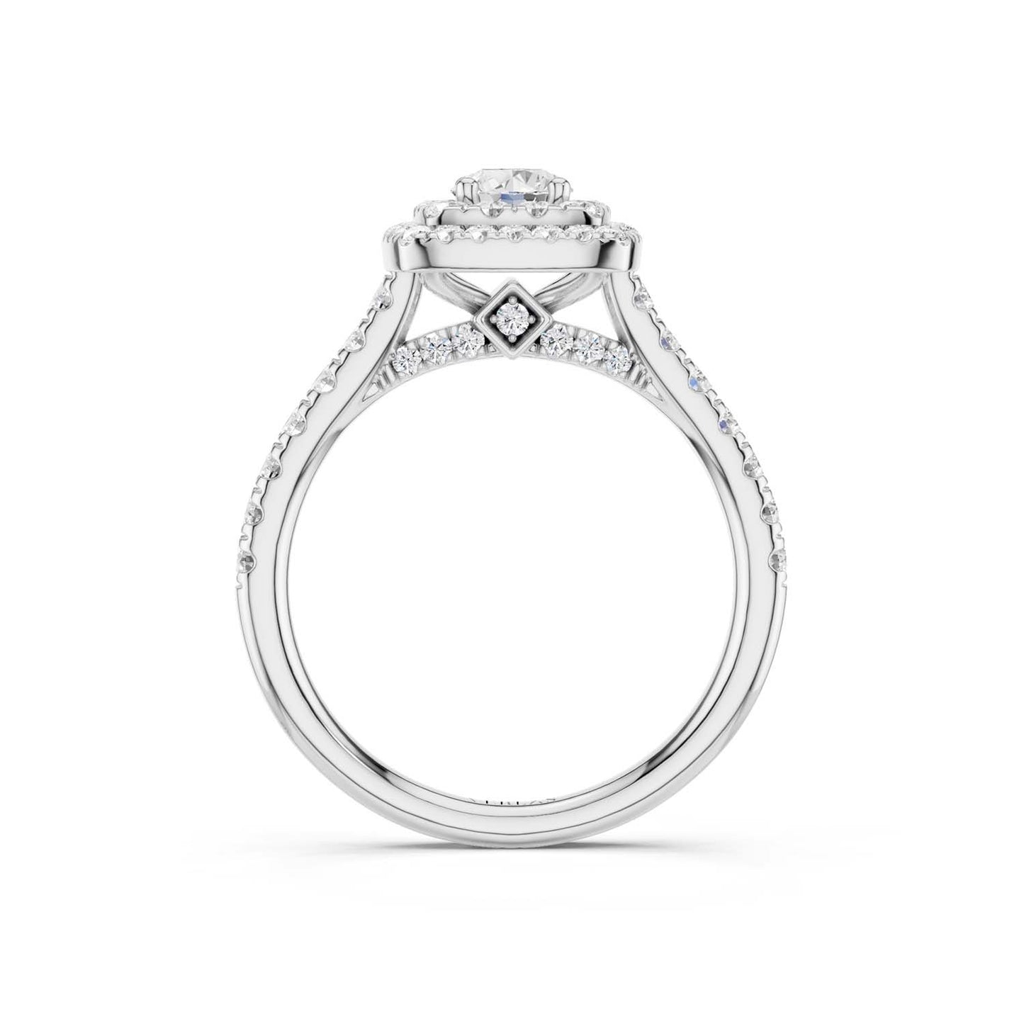 Quaint Signature Round Princess Double Halo Ring