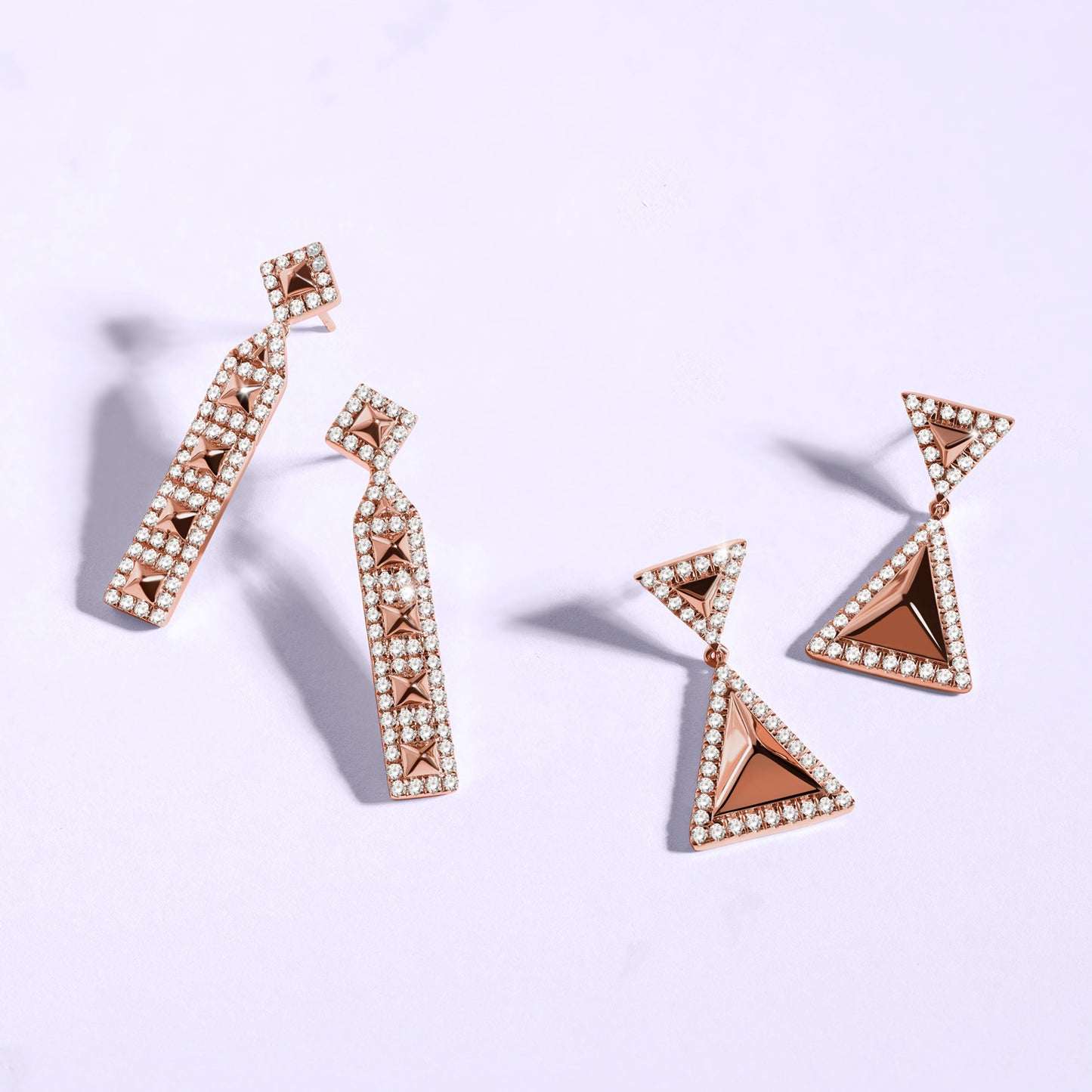 Cascading Pyramid Geometric Drop Earrings